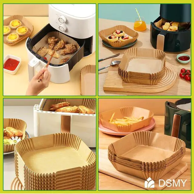 Alt view image 7 of 7 - 150 PCS Air Fryer Disposable Paper Liners,8 Inch Square Parchment Disposable Paper Liner for 5-8QT Air Fryer,Baking, Roasting and Microwave, Non-Stick Airfryer Accessories