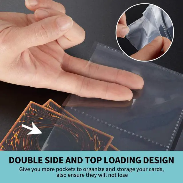 Alt view image 4 of 7 - Trading Card Sleeves, 1440 Pockets Premium Double Side Baseball Card Sleeves Pages for 3 Ring Binder, 9 Pocket Card Sheets Protectors for Standard Pokemon Cards, Sports, Yugioh, Business Cards
