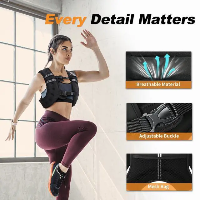 Alt view image 2 of 7 - Weighted Vest Woman 12LB Weight Vest for Women Men Body Weight Vests for Walking Strength Training Running Workout Jogging Fitness Black