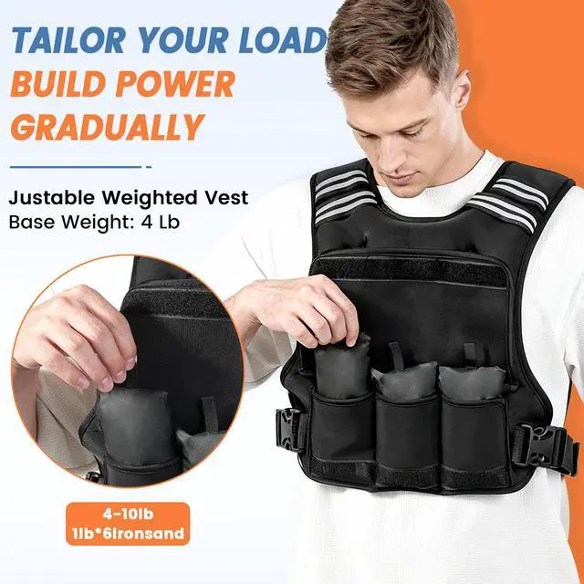 Alt view image 4 of 7 - Weighted Vest Woman, 4-10 Lb Adjustable Weight Vest for Women Men, Female Strength Training Body Vest for Walking Exercise Running Workout
