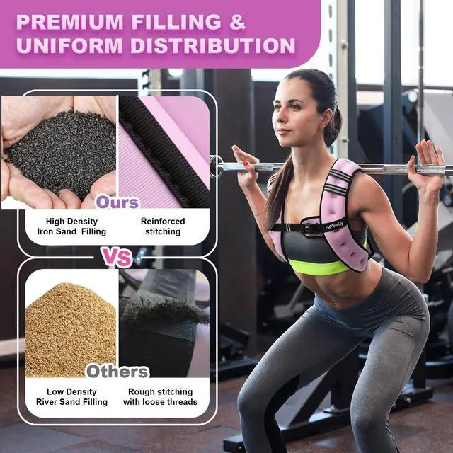 Alt view image 2 of 6 - Weighted Vest for Woman Men 15lb Weight Vest with Reflective Stripe, Rucking Running Vests for Workout Walking Strength Training Weight Loss Fitness Muscle Building Weightlifting Light Purple