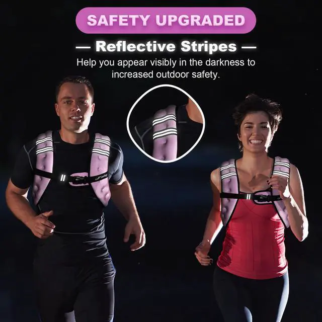Alt view image 4 of 6 - Weighted Vest for Woman Men 15lb Weight Vest with Reflective Stripe, Rucking Running Vests for Workout Walking Strength Training Weight Loss Fitness Muscle Building Weightlifting Light Purple