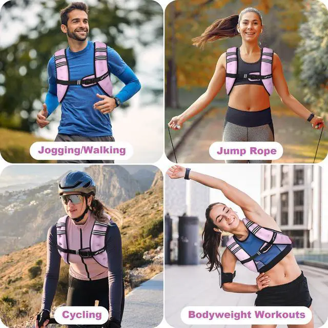 Alt view image 5 of 6 - Weighted Vest for Woman Men 15lb Weight Vest with Reflective Stripe, Rucking Running Vests for Workout Walking Strength Training Weight Loss Fitness Muscle Building Weightlifting Light Purple
