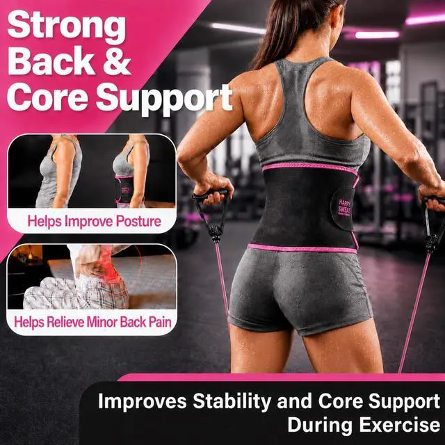 Alt view image 4 of 7 - Waist Trainer for Women and Men Belly Fat, Neoprene Sauna Sweat Band, Stomach Wrap Waist Trimmer for Workout-Medium Pink