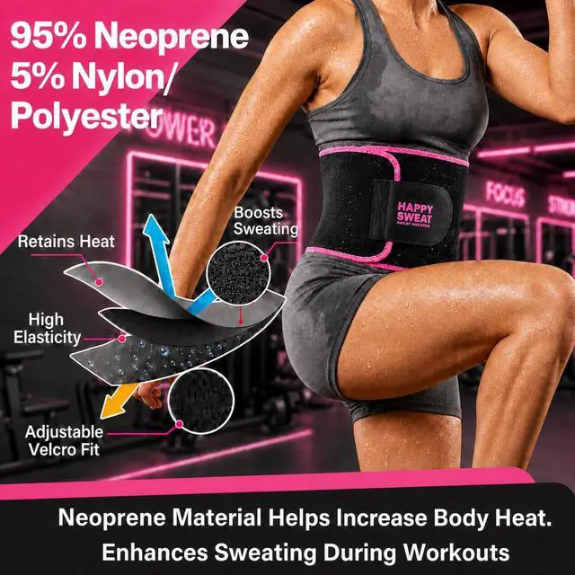 Alt view image 6 of 7 - Waist Trainer for Women and Men Belly Fat, Neoprene Sauna Sweat Band, Stomach Wrap Waist Trimmer for Workout-Medium Pink