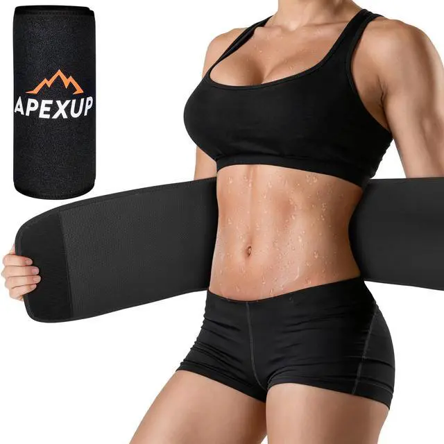 Main image of Waist Trainer for Women Lower Belly Fat, Men Sweat Band, Stomach Wrap, Waist Trimmer with Removable Lumbar Support Bar for Workouts (Black, M)