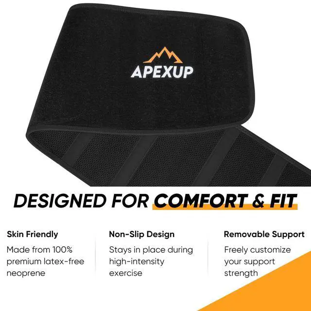 Alt view image 6 of 7 - Waist Trainer for Women Lower Belly Fat, Men Sweat Band, Stomach Wrap, Waist Trimmer with Removable Lumbar Support Bar for Workouts (Black, M)
