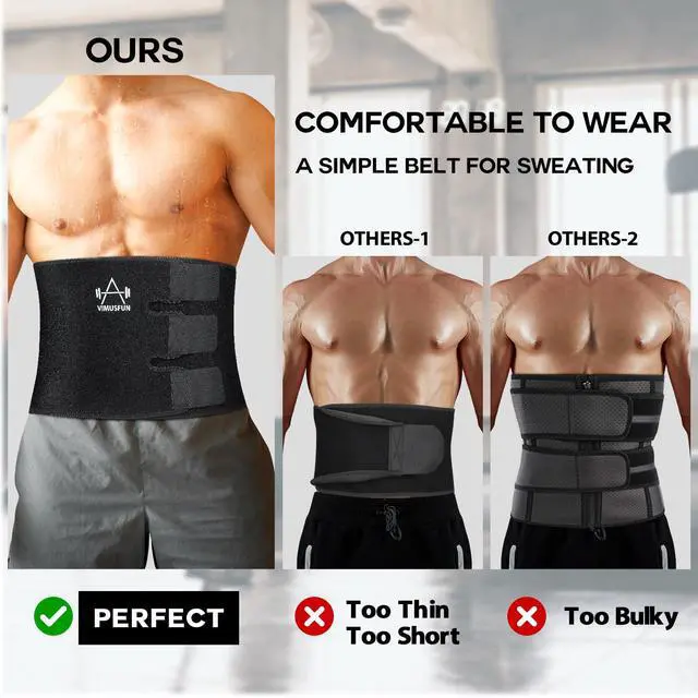 Alt view image 2 of 7 - Waist Trimmer Belt Men Sweat Band Waist Trainer For Women Lower Belly Fat Tummy Stomach Wraps Waste Trainers Low Back Support Small/Medium/Large/Plus Size Black