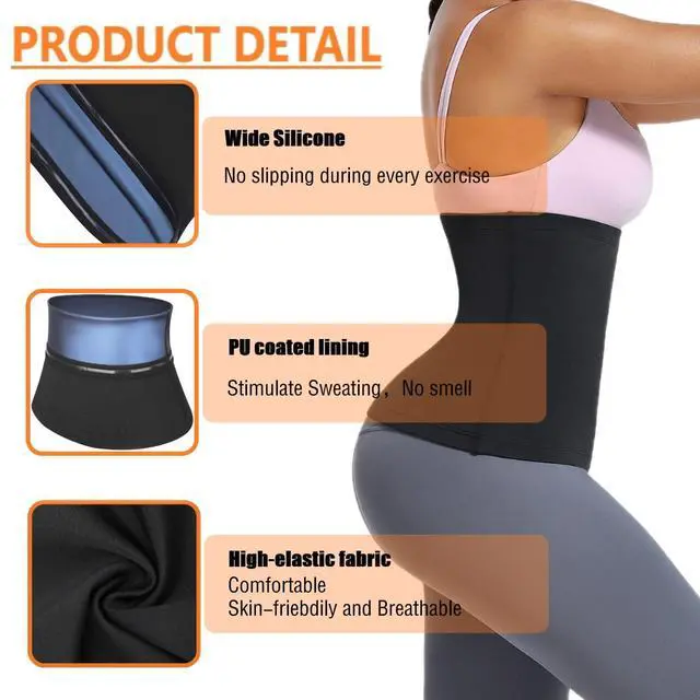 Alt view image 3 of 6 - Sauna Suit Waist Trimmer for Women Waist Trainer sweat band for stomach Belt Lower Belly Plus Size (Black, S/M-1)