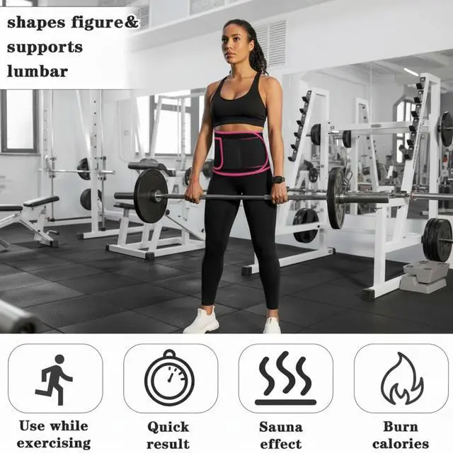 Alt view image 5 of 7 - Waist Trainer for Women, Elastic Sweat Band Workout Waist Trimmer Belt, Heat Retention Slimming Stomach Wrap for Belly Fat, Easy to Clean (Red)