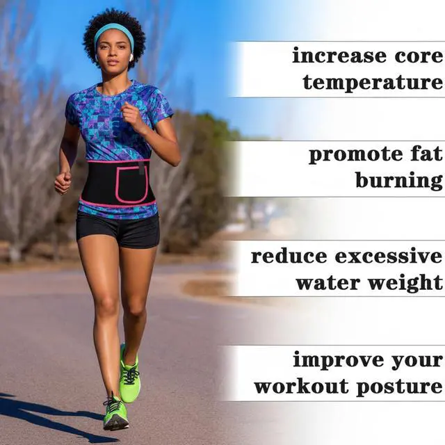 Alt view image 6 of 7 - Waist Trainer for Women, Elastic Sweat Band Workout Waist Trimmer Belt, Heat Retention Slimming Stomach Wrap for Belly Fat, Easy to Clean (Red)