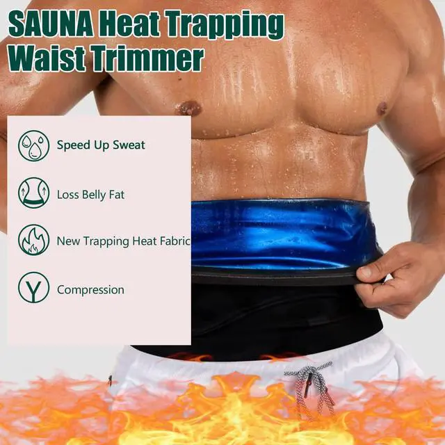 Alt view image 3 of 6 - Waist Trainer Trimmer Sweat Belt Band for Men Lower Belly Fat Sauna Slimming Belt Suit Workout (Deep Blue, L/XL)