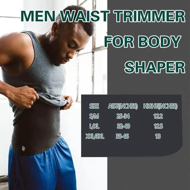 Alt view image 4 of 6 - Waist Trainer Trimmer Sweat Belt Band for Men Lower Belly Fat Sauna Slimming Belt Suit Workout (Deep Blue, L/XL)