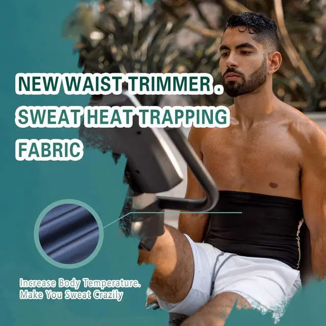 Alt view image 6 of 6 - Waist Trainer Trimmer Sweat Belt Band for Men Lower Belly Fat Sauna Slimming Belt Suit Workout (Deep Blue, L/XL)
