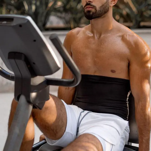 Alt view image 4 of 7 - Waist trainer Slimmer Wrap for Men Sauna Belt Workout Slim Body Sweat Wrap for Stomach and Back Lumbar Support Blue L/XL