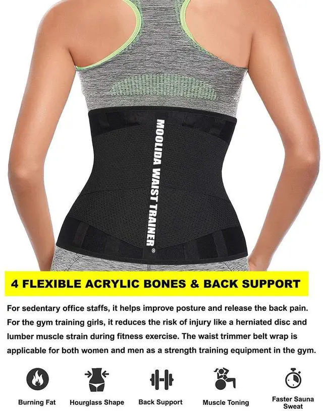 Alt view image 3 of 7 - Waist Trainer Belt for Women Waist Trimmer Workout Fitness Black
