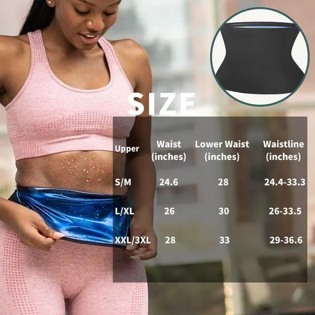 Alt view image 6 of 6 - Waist Trainer Trimmer sweat band Women Lower Belly Fat stomach Sauna Slimming Belt Suit Workout (Blue, 4XL5XL)
