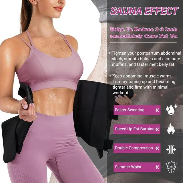 Alt view image 2 of 6 - Women Waist Trainer Cincher Corset Tummy Control Workout Sweat Band Slimmer Belly Belt Weight Loss Sports Girdle