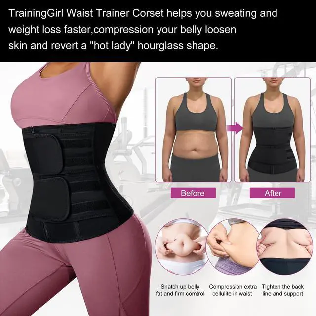 Alt view image 3 of 6 - Women Waist Trainer Cincher Corset Tummy Control Workout Sweat Band Slimmer Belly Belt Weight Loss Sports Girdle