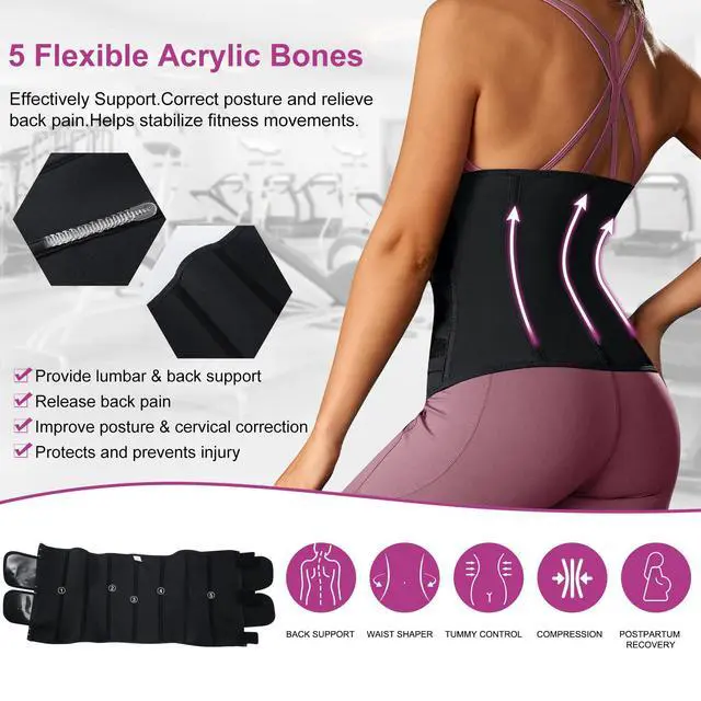 Alt view image 4 of 6 - Women Waist Trainer Cincher Corset Tummy Control Workout Sweat Band Slimmer Belly Belt Weight Loss Sports Girdle