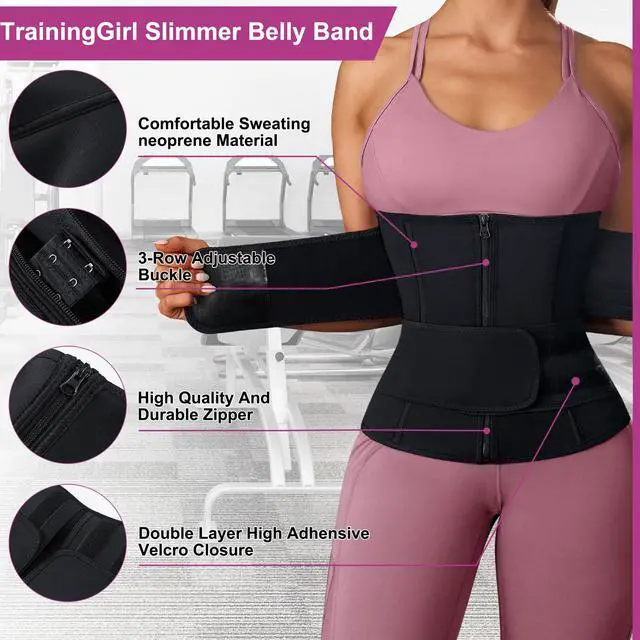 Alt view image 5 of 6 - Women Waist Trainer Cincher Corset Tummy Control Workout Sweat Band Slimmer Belly Belt Weight Loss Sports Girdle