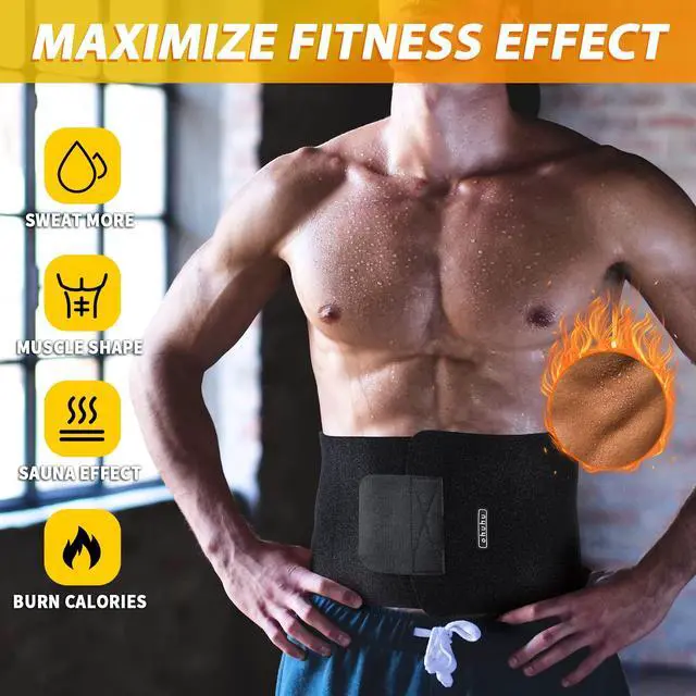 Alt view image 4 of 7 - Waist Trimmer, Adjustable Neoprene Ab Trainer Belt for Men Black