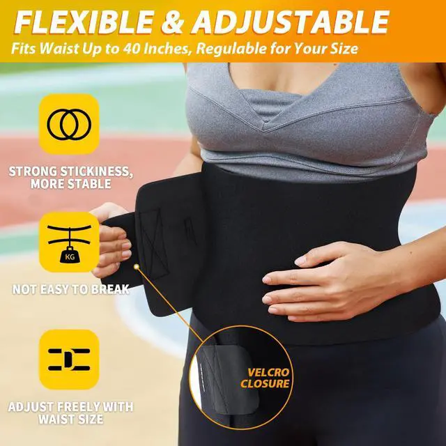 Alt view image 3 of 7 - Waist Trimmer, Adjustable Neoprene Ab Trainer Belt for Men Black