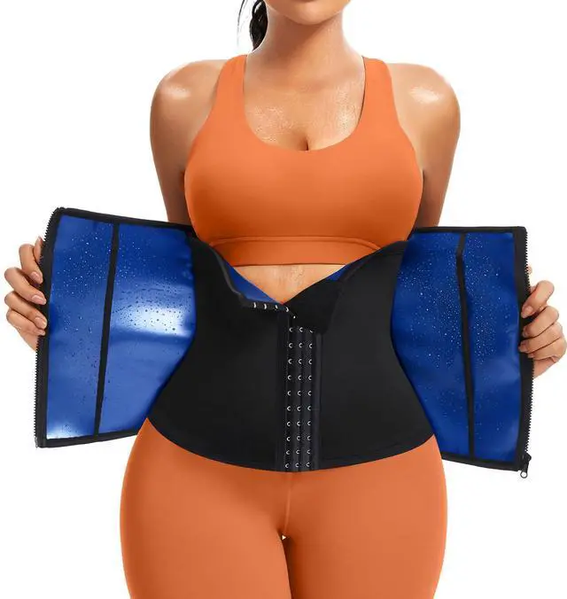 Main image of Womens Waist Trainer with Zipper Sweat Waist Trimmer for Women Sweat Belt Band Sports Sauna SuitPK L