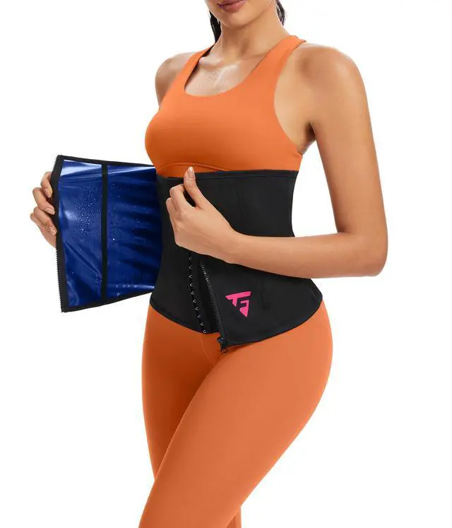 Alt view image 2 of 6 - Womens Waist Trainer with Zipper Sweat Waist Trimmer for Women Sweat Belt Band Sports Sauna SuitPK L