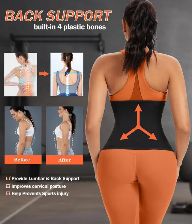 Alt view image 5 of 6 - Womens Waist Trainer with Zipper Sweat Waist Trimmer for Women Sweat Belt Band Sports Sauna SuitPK L