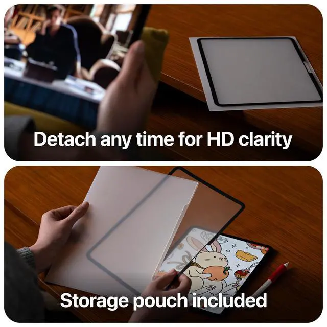 Alt view image 4 of 7 - GhostPaper Air Premium Detachable Paper Feel Writing Sketching Surface Screen Protector, Air-ttach Nano Suction Mounting, Compatible with iPad Pro 11" (2018-2022), iPad Air 10.9" (2020-2022)
