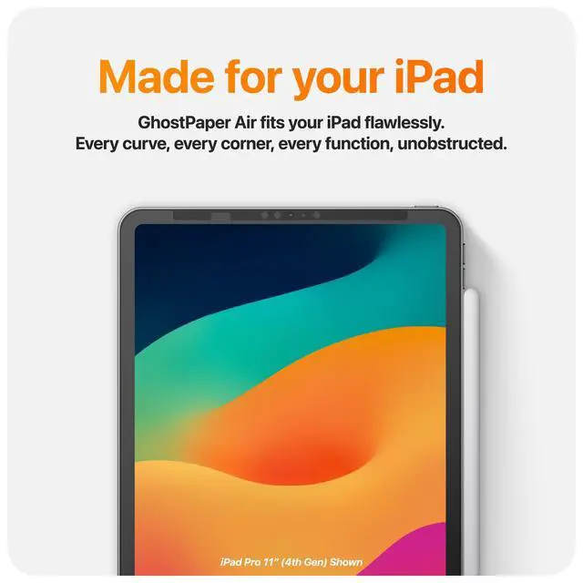 Alt view image 6 of 7 - GhostPaper Air Premium Detachable Paper Feel Writing Sketching Surface Screen Protector, Air-ttach Nano Suction Mounting, Compatible with iPad Pro 11" (2018-2022), iPad Air 10.9" (2020-2022)