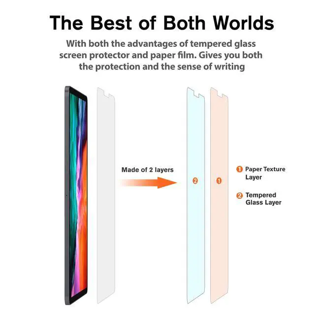 Alt view image 3 of 7 - Paperfeel Glass Screen Protector for iPad Pro 11 (1st-4th) & Air 5/4th