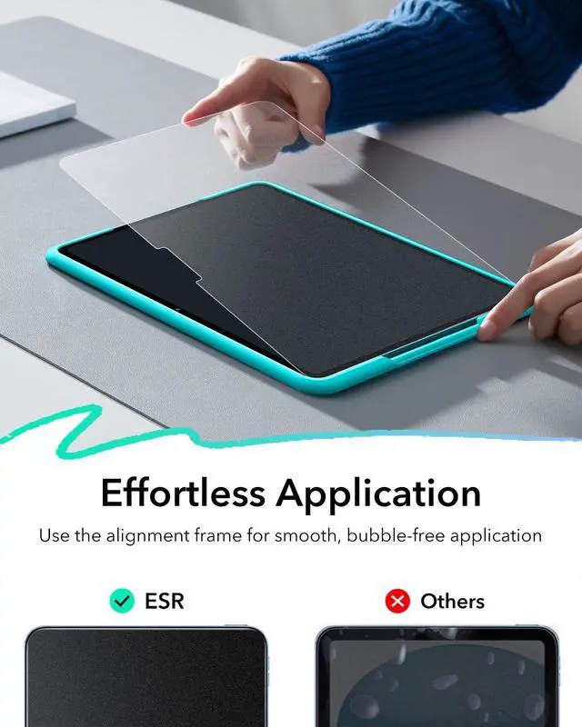 Alt view image 4 of 7 - 2 Pack Paper-Feel Screen Protector for iPad Air 13 Inch M4/M3/M2 (2026/2025/2024, 8th/7th/6th Gen), Write and Draw Like on Paper, 9H Tempered Glass, Matte Anti-Glare with Alignment Frame