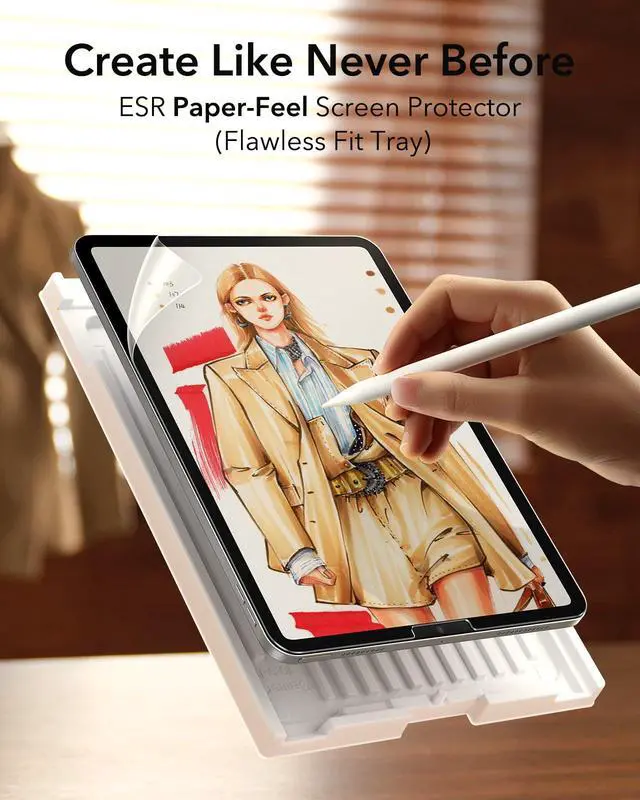 Alt view image 2 of 7 - 2 Pack Paper-Feel Screen Protector for iPad Air 11 Inch M4/M3/M2 (2026/2025/2024, 8th/7th/6th Gen), Write and Draw Like on Paper, Scratch Protection with Easy Application Tray, Thin and Responsive