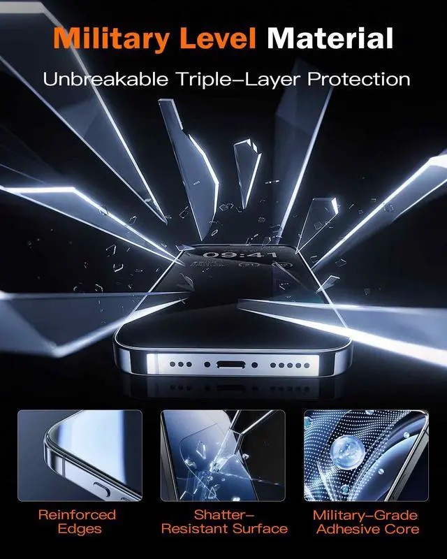 Alt view image 4 of 6 - 360 Privacy Screen Protector for iPhone 16 Pro, 2 Pack