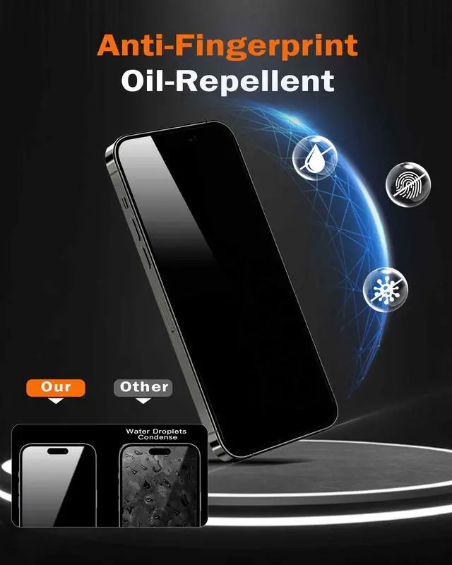Alt view image 5 of 6 - 360 Privacy Screen Protector for iPhone 16 Pro, 2 Pack