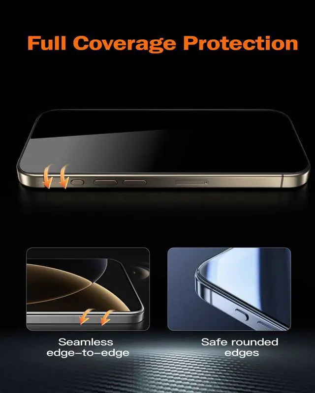 Alt view image 6 of 6 - 360 Privacy Screen Protector for iPhone 16 Pro, 2 Pack