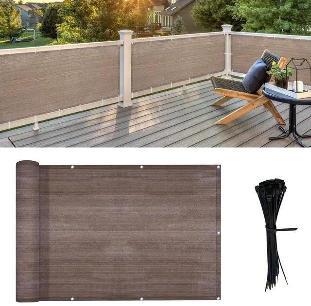 Main image of 2.5' x 10' Balcony Privacy Screen Cover for Apartment, Brown