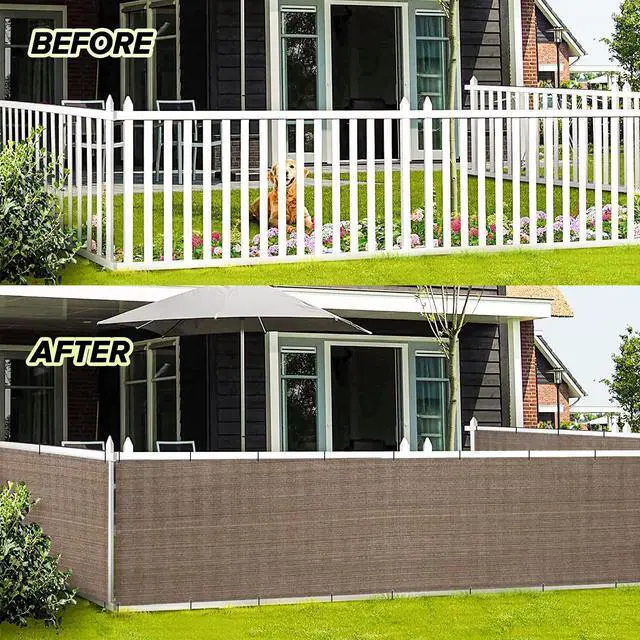 Alt view image 5 of 7 - 2.5' x 10' Balcony Privacy Screen Cover for Apartment, Brown