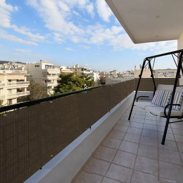 Alt view image 6 of 6 - 2.5' x 12' Balcony Privacy Screen Apartments Railing Cover, 30 inches Mesh Screens with Zip Ties for Outdoor Privacy Fence, Deck Backyard Temporary Porch Fencing, Brown