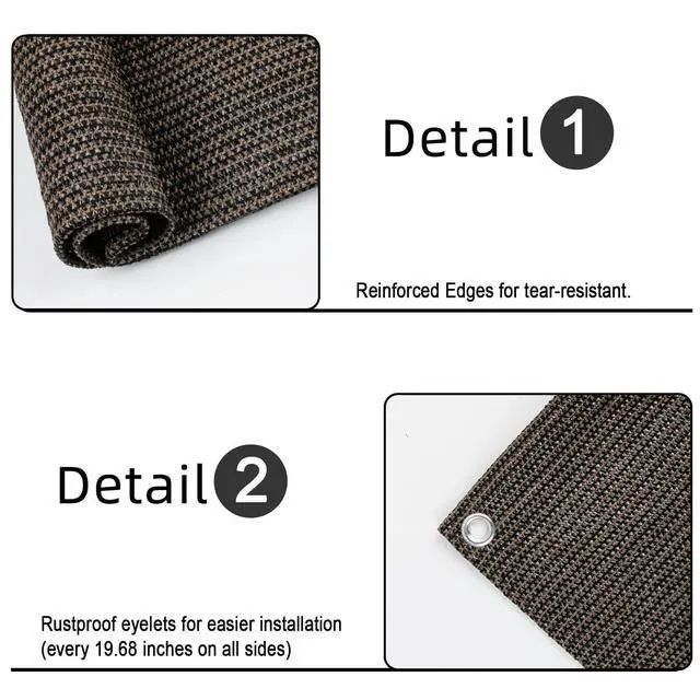 Alt view image 4 of 6 - 2.5'x10' Brown Balcony Privacy Screen Fence Windscreen 90% UV Block
