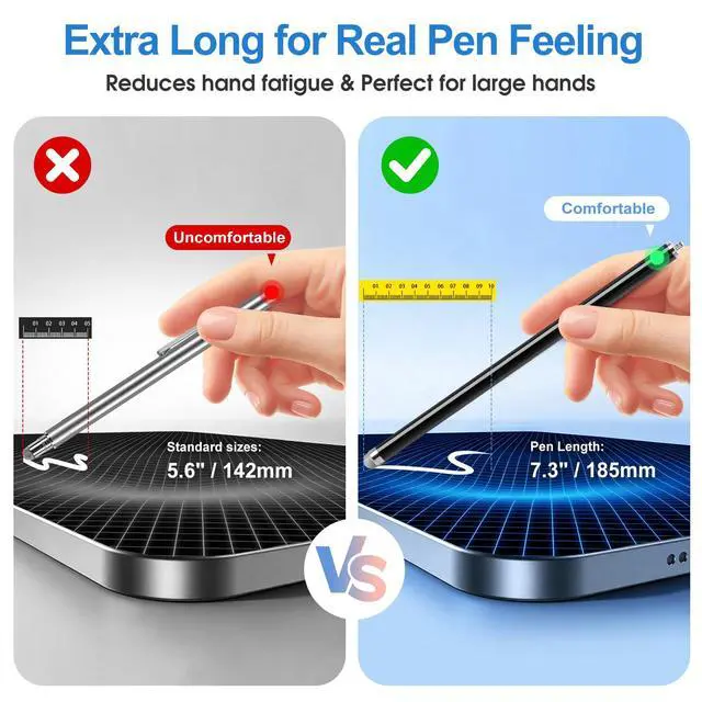 Alt view image 2 of 7 - Long Stylus (5 Pack) Capacitive Pen for Touchscreen, Universal Stylus for iPad iPhone Android Tablet & Laptop Touch Screens, High Sensitivity & Smooth nibs Fiber mesh Extra Long Stylus