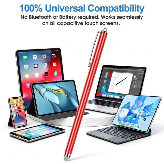Alt view image 5 of 7 - Long Stylus (5 Pack) Capacitive Pen for Touchscreen, Universal Stylus for iPad iPhone Android Tablet & Laptop Touch Screens, High Sensitivity & Smooth nibs Fiber mesh Extra Long Stylus