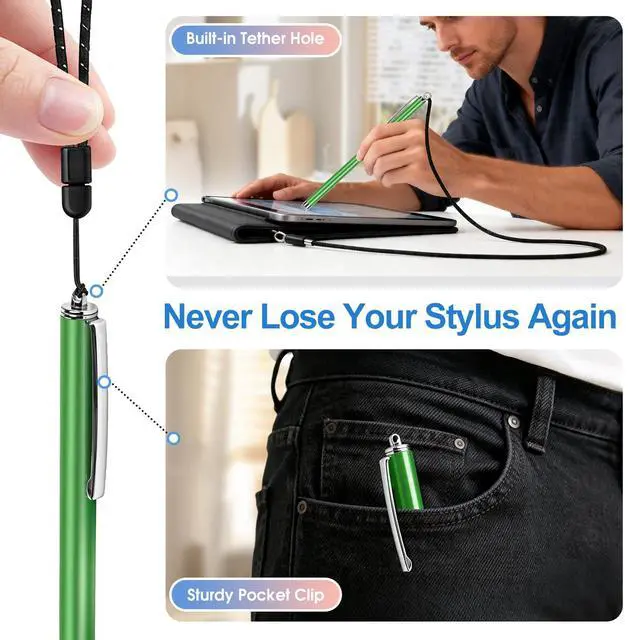 Alt view image 7 of 7 - Long Stylus (5 Pack) Capacitive Pen for Touchscreen, Universal Stylus for iPad iPhone Android Tablet & Laptop Touch Screens, High Sensitivity & Smooth nibs Fiber mesh Extra Long Stylus