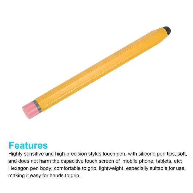 Alt view image 3 of 7 - 2pcs Stylus Pens for Touch Screens Hexagon Crayon Stylus Pen Universal Capacitive Stylus for All Touch Screen Devices, 4.7" Yellow