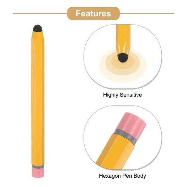Alt view image 4 of 7 - 2pcs Stylus Pens for Touch Screens Hexagon Crayon Stylus Pen Universal Capacitive Stylus for All Touch Screen Devices, 4.7" Yellow