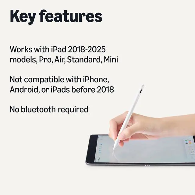 Alt view image 2 of 6 - Stylus Pencil Compatible with iPad 10th Generation (2018-2025), Pen with Palm Rejection