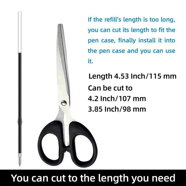 Alt view image 3 of 5 - 4.53 Inch Retractable Ballpoint Pen Refills, 1 mm Medium Tip Ink Pen Refills for Click Pens (Length 4.53 Inch/115 mm, Can be Cut to 4.2 Inch/107 mm or 3.85 Inch/98 mm) (Black, 35 Pcs)