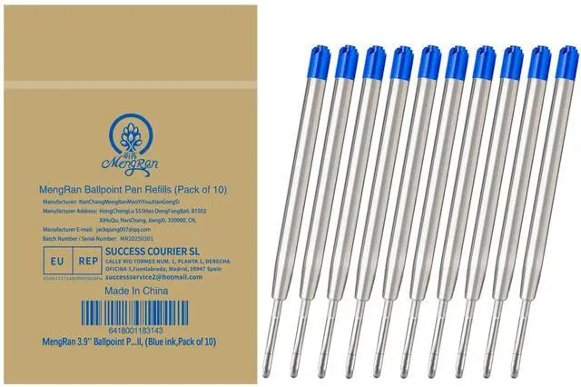 Main image of 3.9'' Ballpoint Ink Pen Refills,Blue Ink,Medium,10Pcs